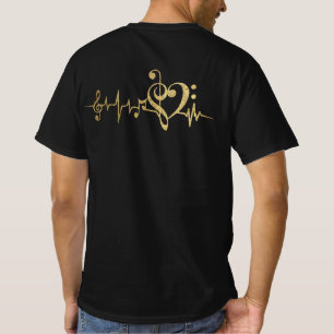 音楽パルスノートクレフ、 音符記号ハートビート Tシャツ