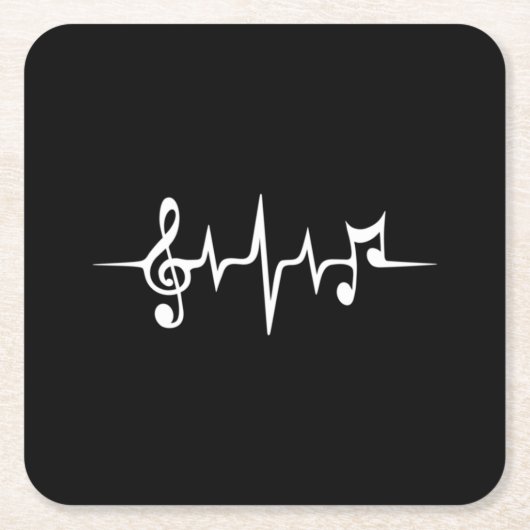 音楽パルスノートクレフ、 音符記号周波数波音 スクエアペーパーコースター (正面)
