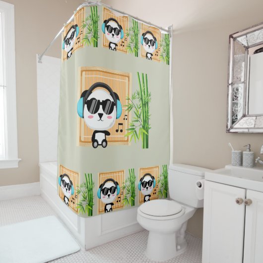音楽パンダ シャワーカーテン (インサイチュ)