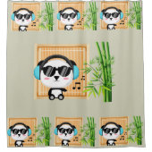 音楽パンダ シャワーカーテン (正面)