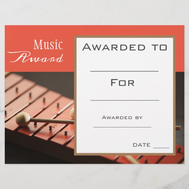 音楽パーカッションの証明書の音楽先生 (正面)