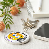 音楽パーソナライズされたへ聞かわいい絵文字 キーホルダー (側面)