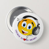 音楽パーソナライズされたへ聞かわいい絵文字 缶バッジ (正面&裏面)