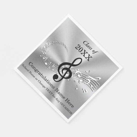 音楽パーソナライズされたをテーマにした卒業パーティーのナプキンス スタンダードランチョンナプキン (角)