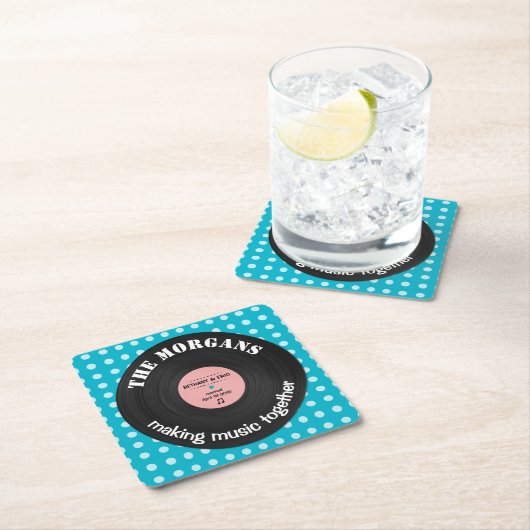 音楽パーソナライズされたアルバムレトロデザイン スクエアペーパーコースター (インサイチュ)