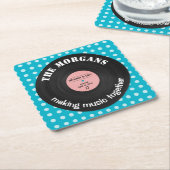 音楽パーソナライズされたアルバムレトロデザイン スクエアペーパーコースター (アングル)