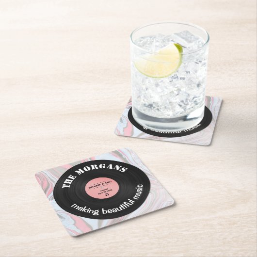音楽パーソナライズされたアルバムレトロ大理石デザイン スクエアペーパーコースター (インサイチュ)