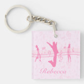 音楽パーソナライズされたダンスとドラマピンク キーホルダー (正面)