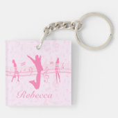 音楽パーソナライズされたダンスとドラマピンク キーホルダー (裏面)