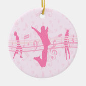 音楽パーソナライズされたダンスとドラマピンク セラミックオーナメント (正面)