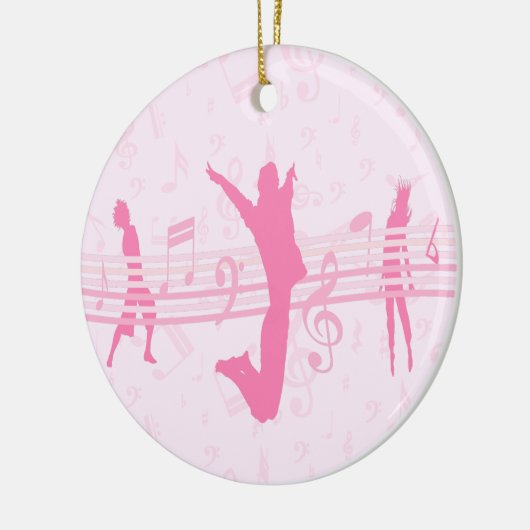 音楽パーソナライズされたダンスとドラマピンク セラミックオーナメント (左)