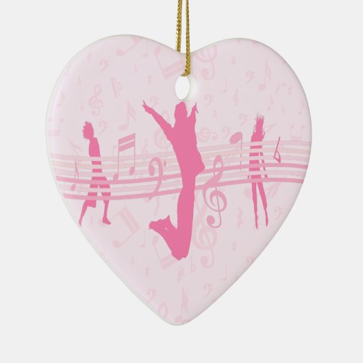 音楽パーソナライズされたダンスとドラマピンク セラミックオーナメント (右)