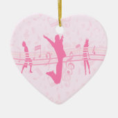 音楽パーソナライズされたダンスとドラマピンク セラミックオーナメント (正面)