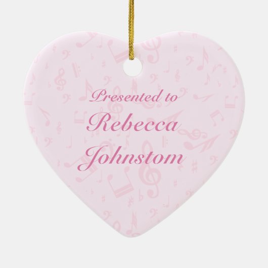 音楽パーソナライズされたダンスとドラマピンク セラミックオーナメント (裏面)