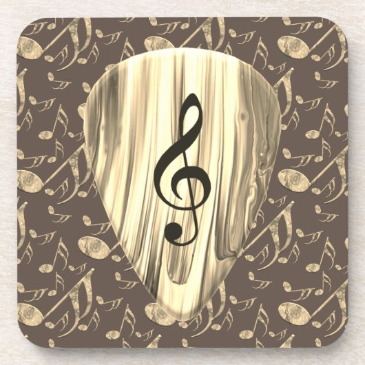 音楽パーソナライズされたノートギターピック コースター (正面)