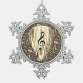 音楽パーソナライズされたノートギターピック スノーフレークピューターオーナメント (正面)