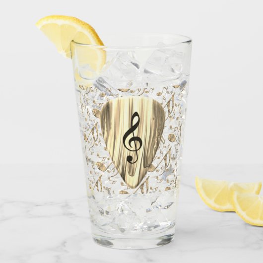 音楽パーソナライズされたノートギターピック タンブラーグラス (アイス正面)