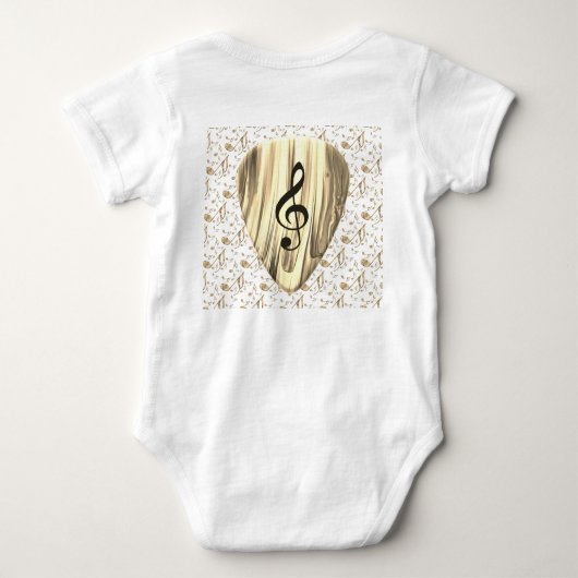 音楽パーソナライズされたノートギターピック ベビーボディスーツ (裏面)