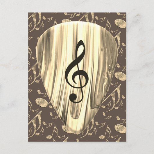 音楽パーソナライズされたノートギターピック ポストカード (正面)