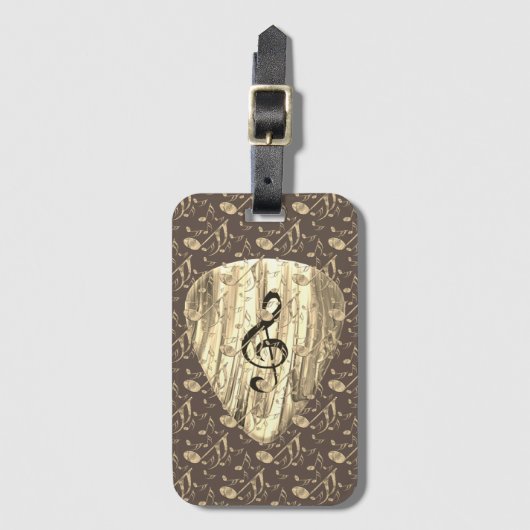 音楽パーソナライズされたノートギターピック ラゲッジタグ (正面縦)