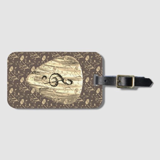 音楽パーソナライズされたノートギターピック ラゲッジタグ (正面横)