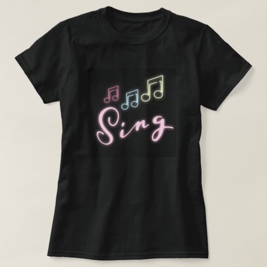 音楽パーソナライズされたノート付きSING Tシャツ (デザイン正面)