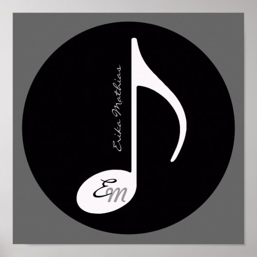 音楽パーソナライズされたノート黒アイディア ポスター (正面)