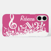 音楽パーソナライズされたノートHot Pink and White Case-Mate iPhoneケース (裏面 (横))