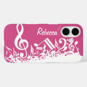 音楽パーソナライズされたノートHot Pink and White Case-Mate iPhoneケース (裏面 (横))