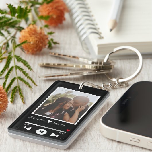 音楽パーソナライズされたプレーヤーの写真 キーホルダー (正面右)