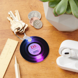 音楽パーソナライズされたレコード紫 キーホルダー
