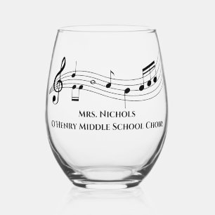音楽パーソナライズされた先生楽譜 ステムなしワイングラス