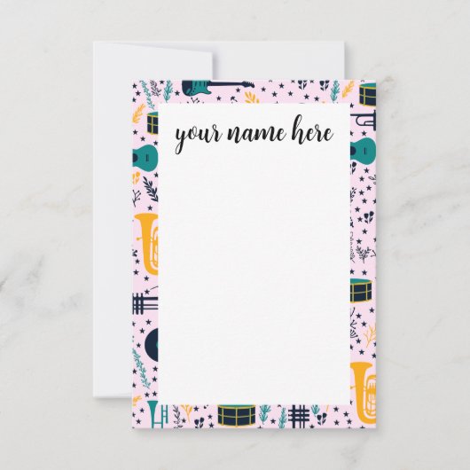 音楽パーソナライズされた楽器Notecads サンキューカード (正面)