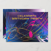 音楽パーティーお祝い10代または大人 招待状 (正面/裏面)