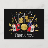 音楽パーティーギタードラムセットミュージカルサンキューカード インビテーションポストカード (正面)