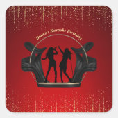 音楽パーティーモダンカラオケ誕生日シール スクエアシール (正面)