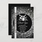 音楽パーティー，ドラムセットアダルト，サンキューカード サンキューカード (正面/裏面)