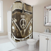 音楽ヒッピーマイクロバスシャワーカーテンを通しての平和 シャワーカーテン (インサイチュ)