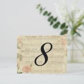 音楽ビクトリアンとバラの表番号カード ポストカード (スタンド正面)