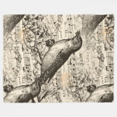 音楽ビクトリアンの鳥 フリースブランケット (正面(横))