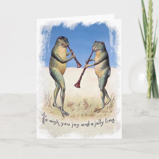 音楽ビクトリアンカエルのクリスマスカード シーズンカード (正面)