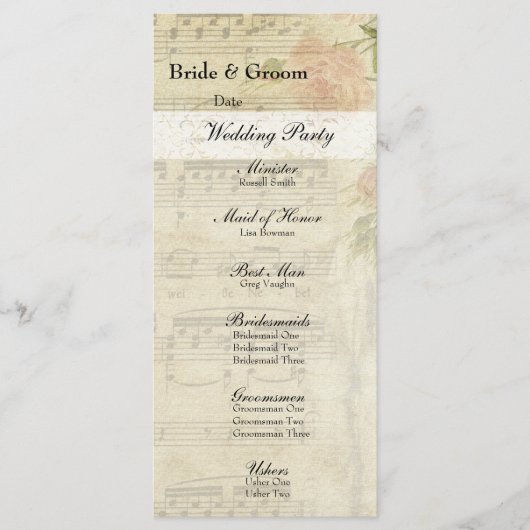 音楽ビクトリアンバラ結婚式 プログラム (正面)