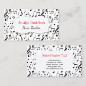 音楽ビジネスカード音楽先生インストラクター 名刺 (正面/裏面)