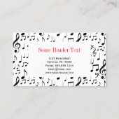 音楽ビジネスカード音楽先生インストラクター 名刺 (裏面)