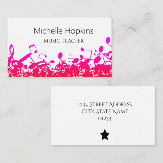 音楽ビジネスカード音楽先生インストラクター 名刺 (正面/裏面)