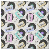 音楽ビニールレコードとカセットテープ ファブリック (見本)