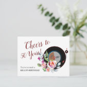 音楽ビニールレコード誕生日招待状はがき インビテーションポストカード (スタンド正面)