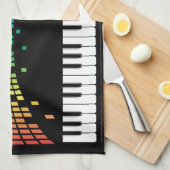 音楽ピアノの楽器のキ数々のーボード色 キッチンタオル (四つ折り)