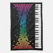 音楽ピアノの楽器のキ数々のーボード色 キッチンタオル (縦)