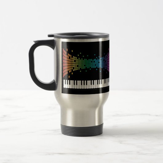 音楽ピアノの楽器のキ数々のーボード色 トラベルマグ (左)
